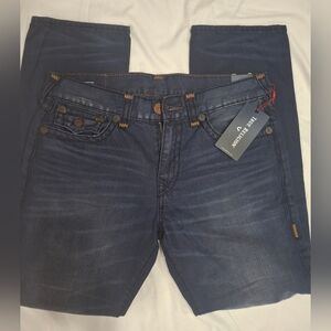 Men's True Religion Dark Indigo Straight Jeans.Size 36